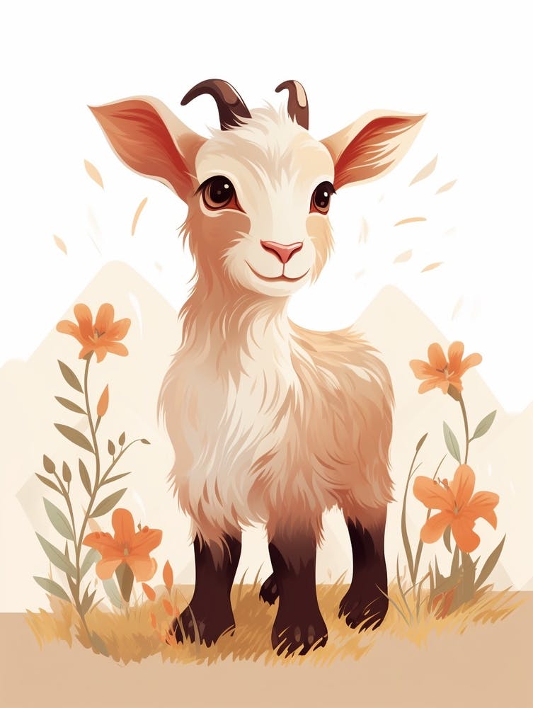 Baby Animal Illustration  Goat 1