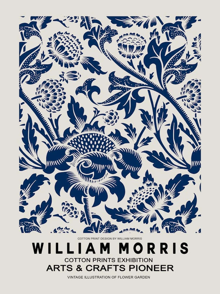William Morris Blue Botanical Poster 2