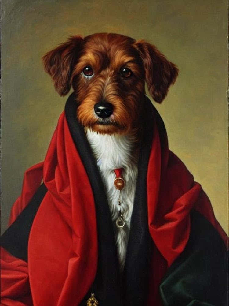 Irish Terrier Renaissance Portrait Oil Painting