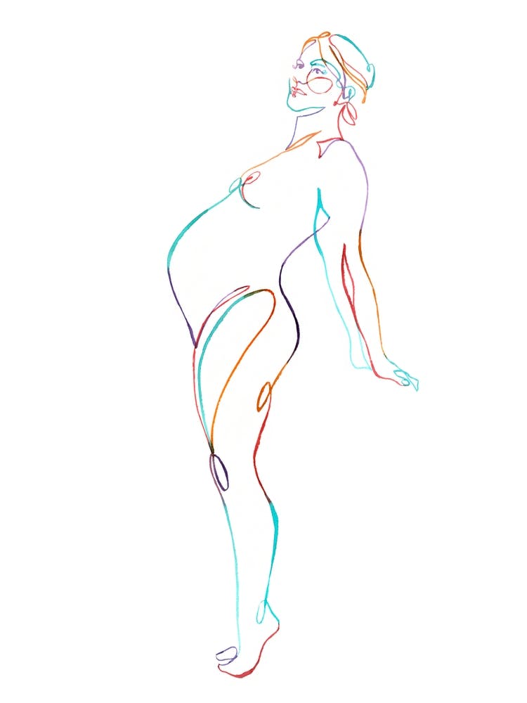 Beautiful Pregnancy One Line Watercolor