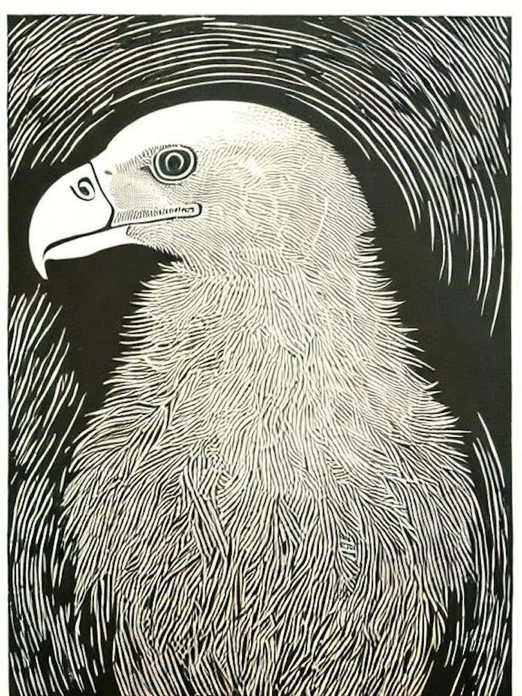 Vulture Linocut Bird