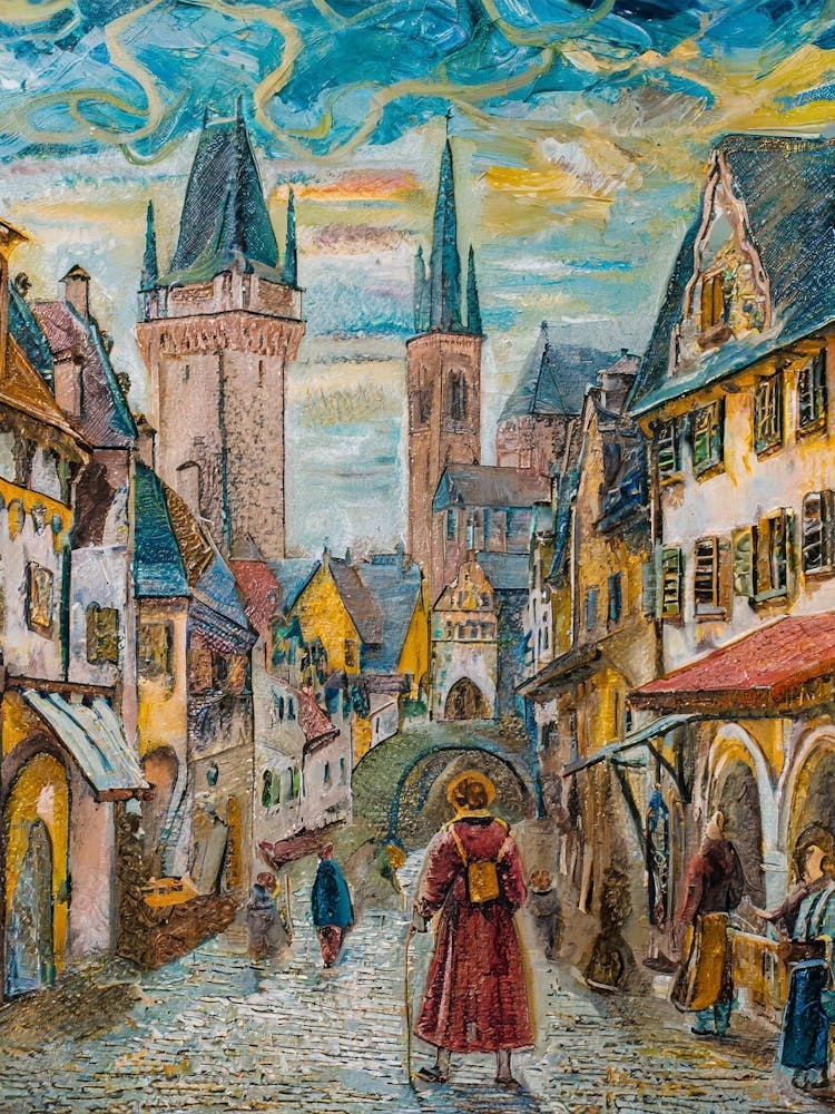A Tapestry Of Old Town Europe During The Renaissance