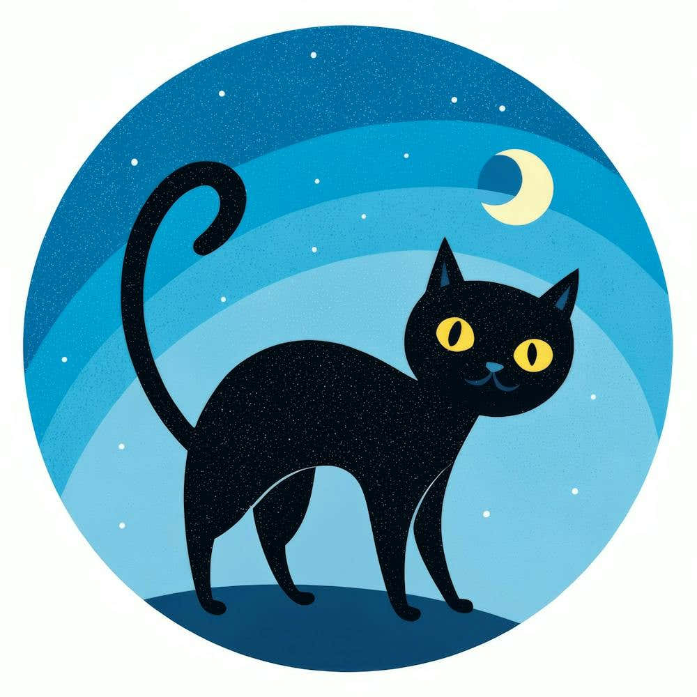 Black Cat In The Moonlight