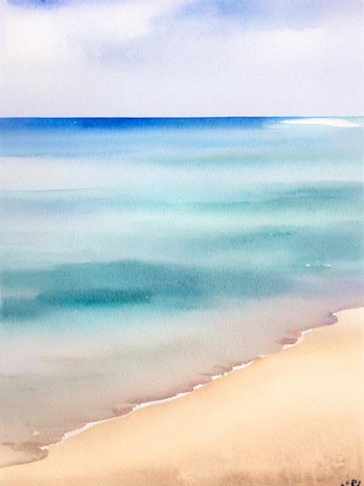 Playa De Zahara De Los Atunes 3, Cadiz, Spain Watercolour