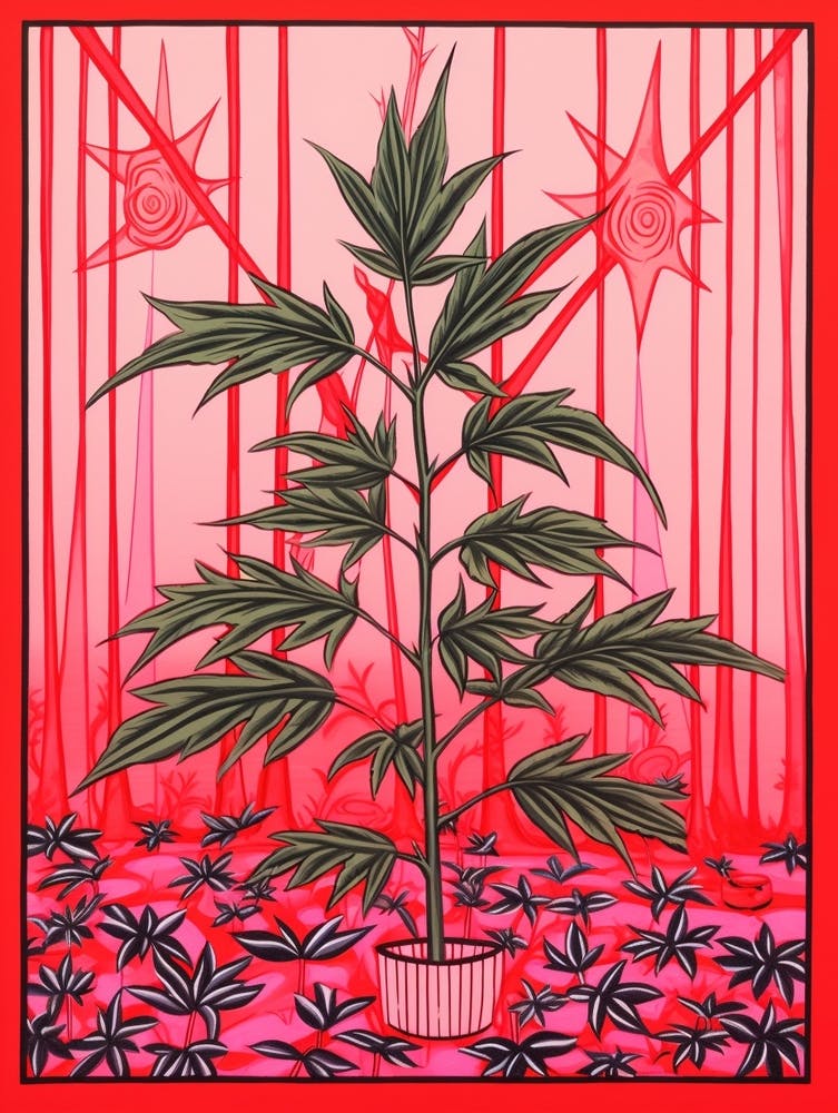 Pink And Red Plant Illustration Red Edged Dracaena 3