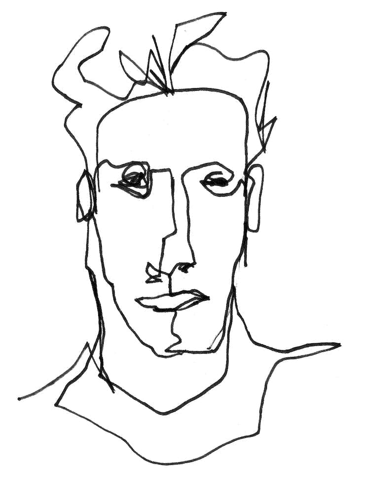 Line Art Portrait Hawthorne Black And White