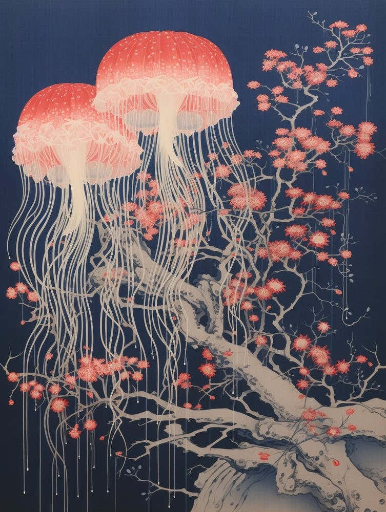 Comb Jellyfish Traditional Japanese Illustration 2
