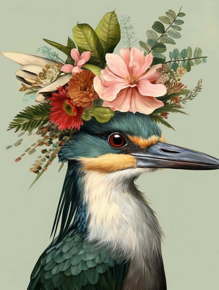 Bird With A Flower Crown Green Heron 2
