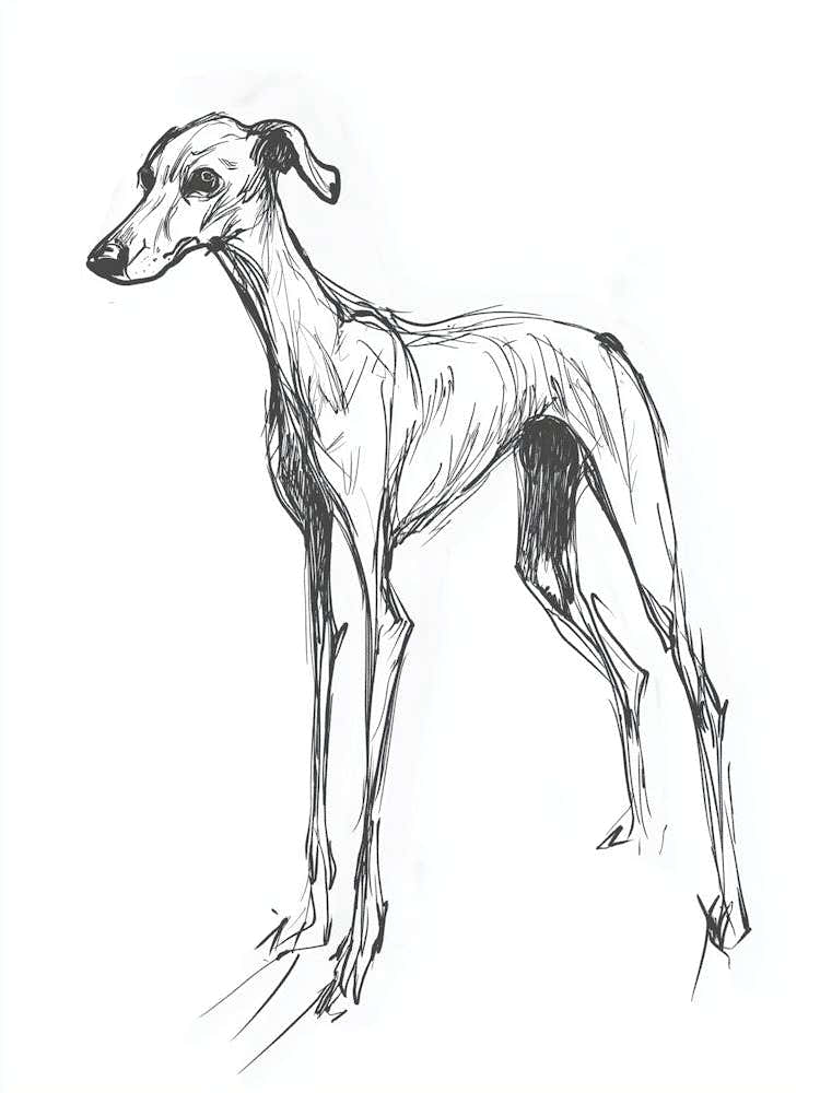 Greyhound Dog Charcoal Line
