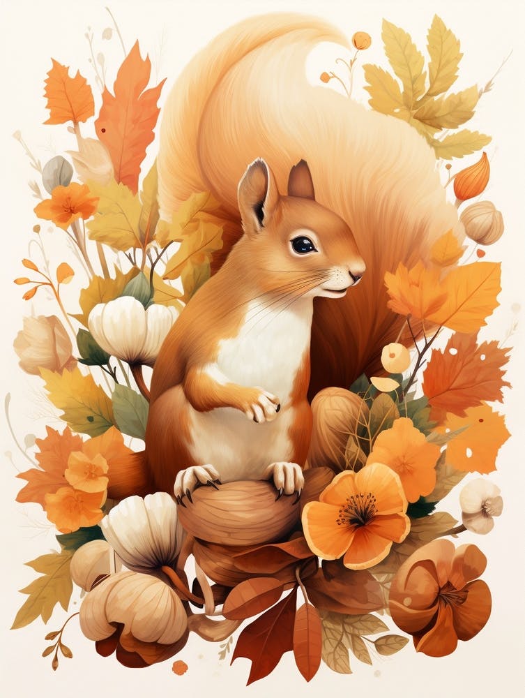 Fall Foliage Squirrel 2