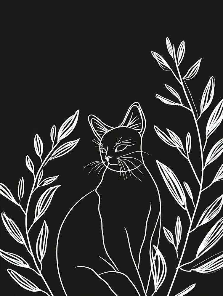 American Bobtail Cat Minimalist Illustration 4