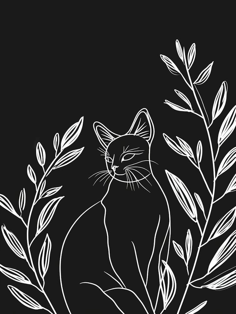 American Bobtail Cat Minimalist Illustration 4