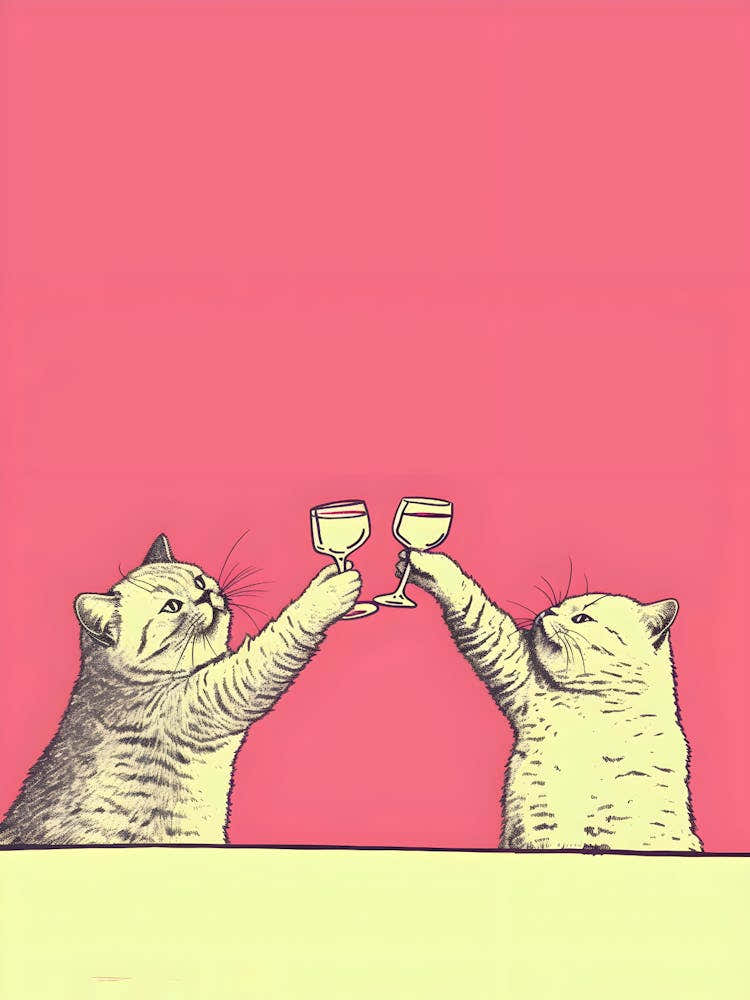 Two Cats Toasting