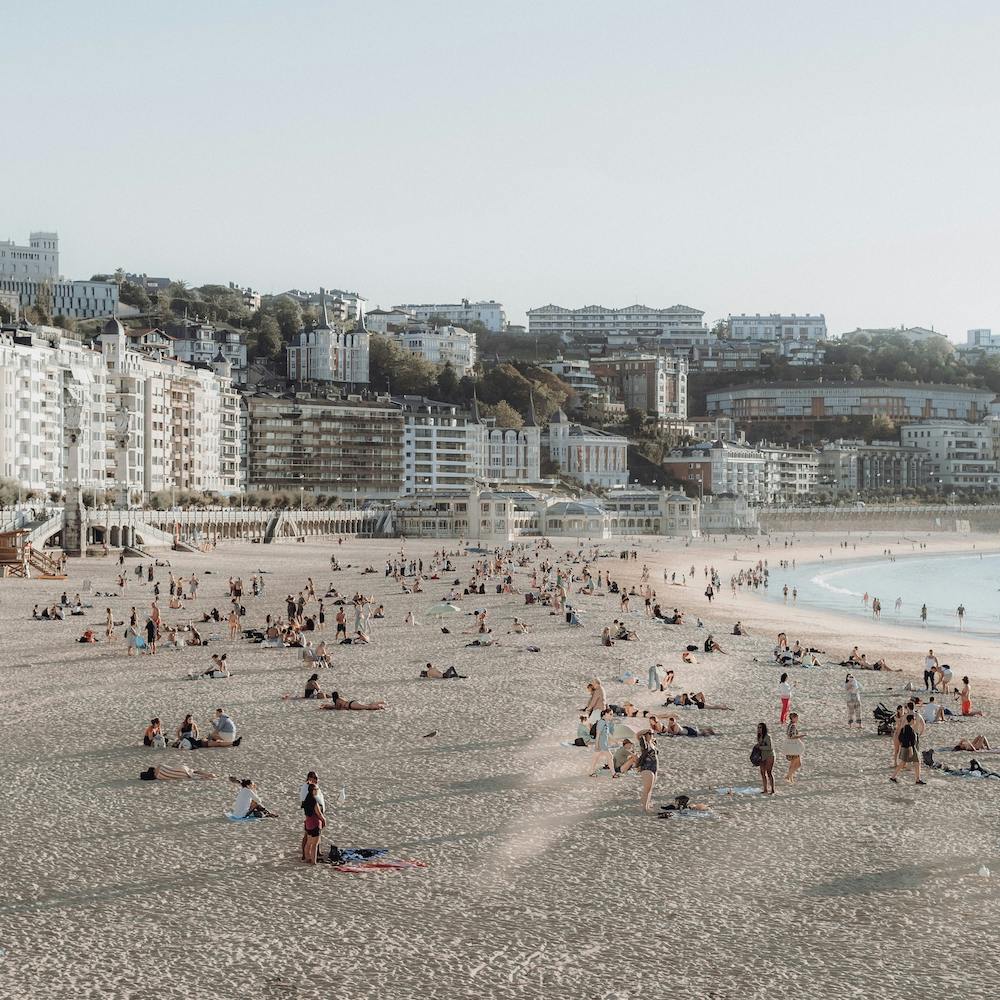 Beach Scene, Colour St Sebastian, Spain Square