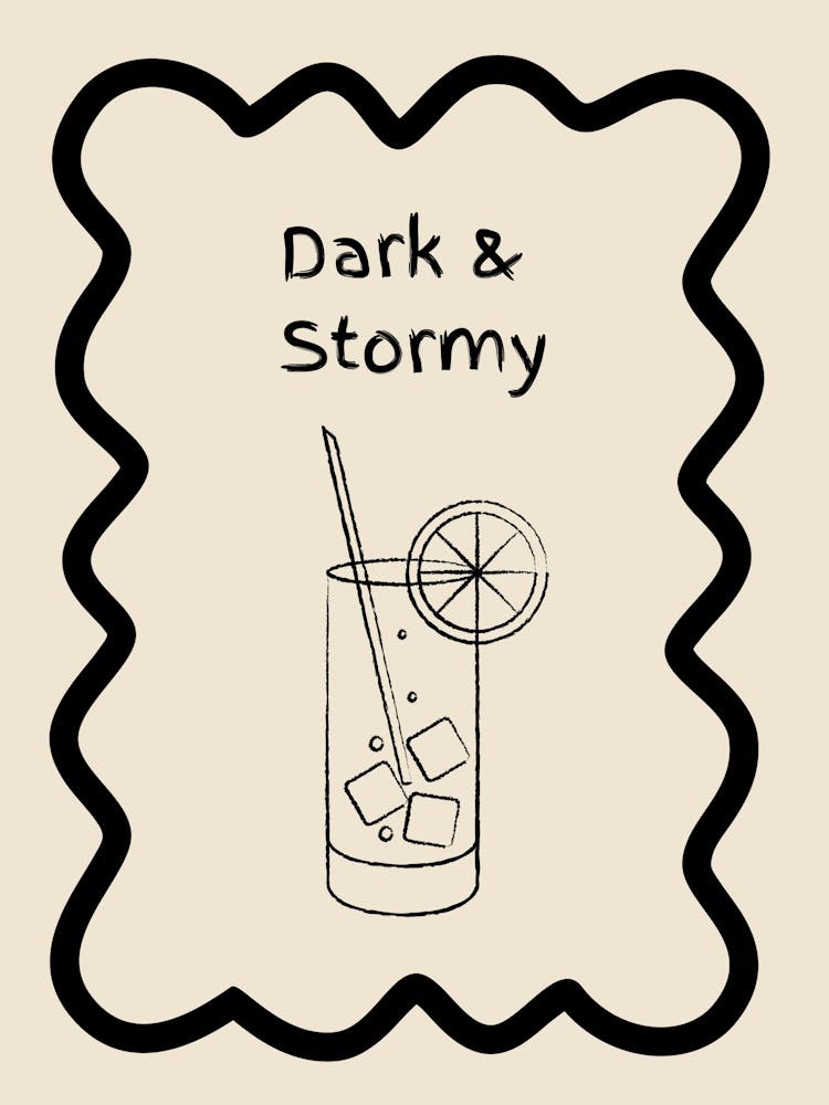 Dark & Stormy Doodle Poster B&W