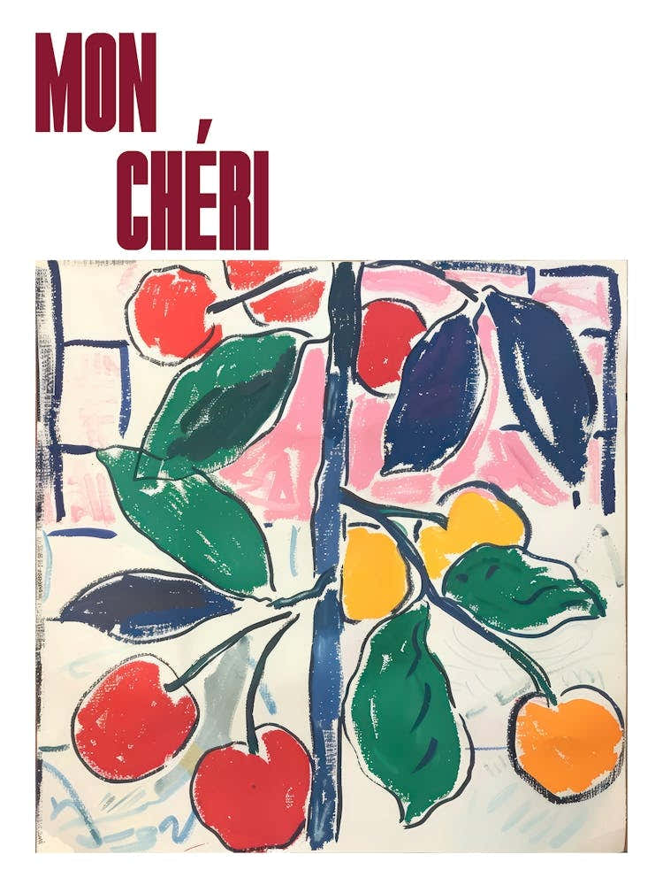 Mon Cheri Poster Cherries Matisse Style 14