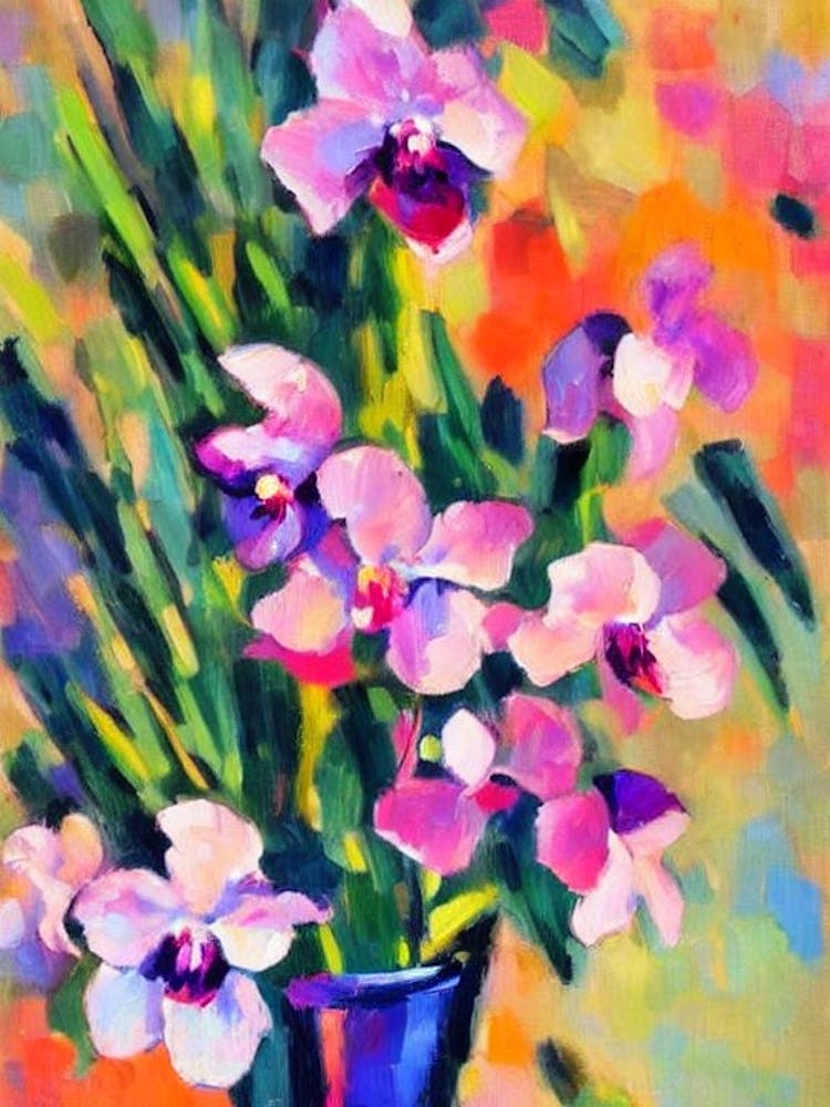 Orchid Floral Abstract Block Colour 2 Flower