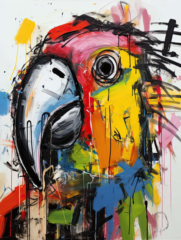 Parrot Graffiti Poetry: Neo-Expressionist Delight