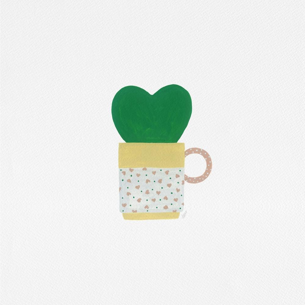 Hoya Heart Plant Coffee Cup Painting