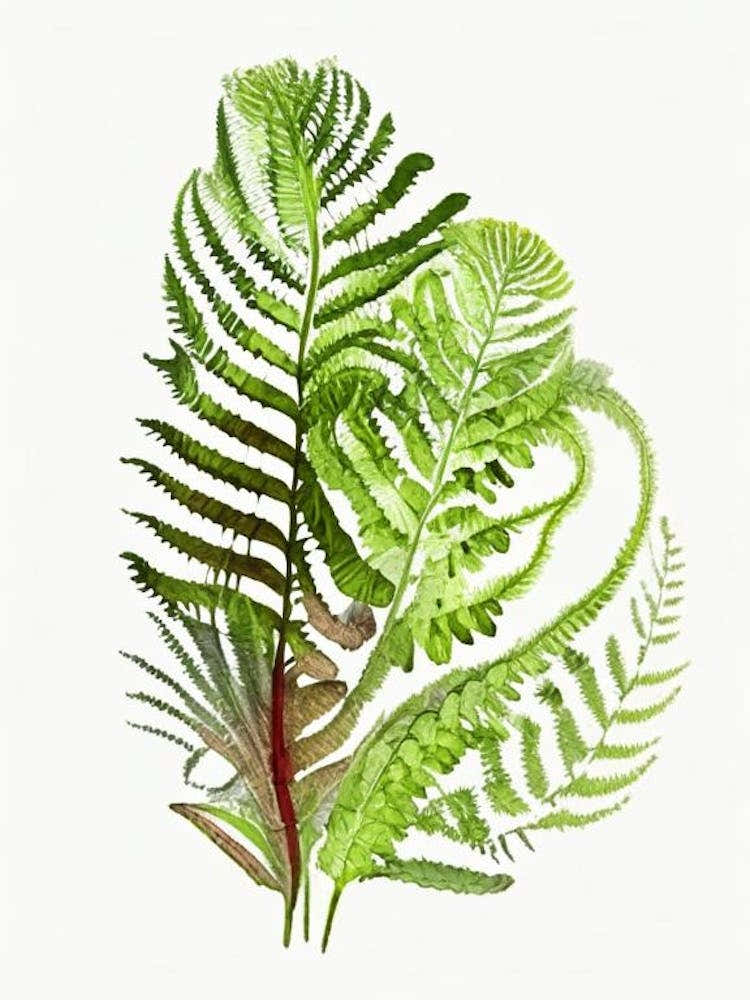 Ostrich Fern Wildflower Watercolour 1