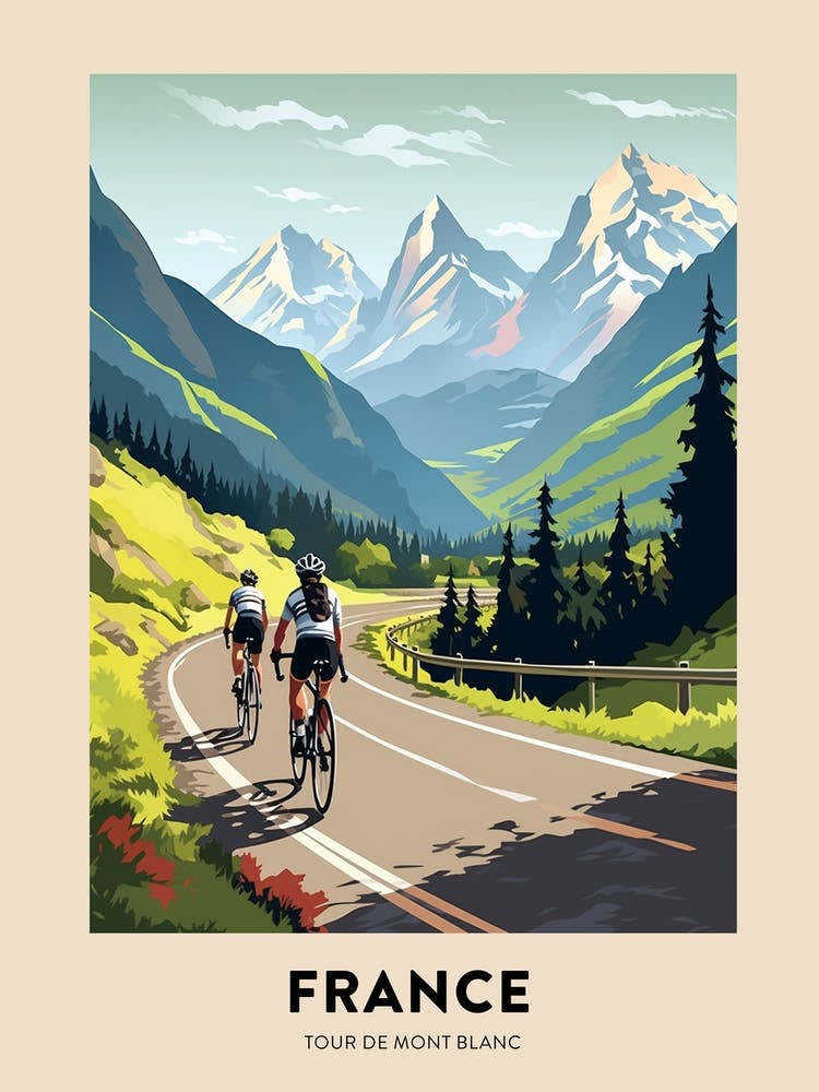 Tour De Mont Blanc France 13 Vintage Cycling Travel Poster