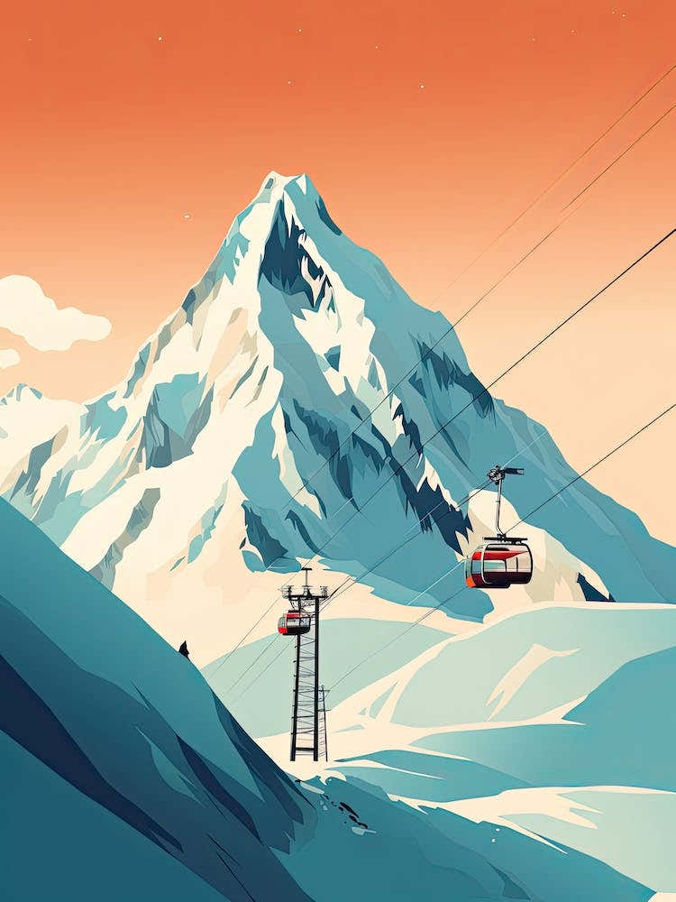 Portillo   Chile, Ski Resort Illustration 1 Simple Style