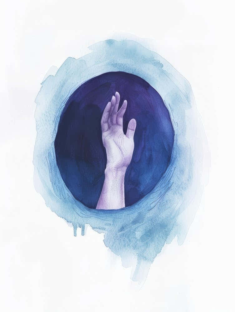 Hand In A Blue Circle