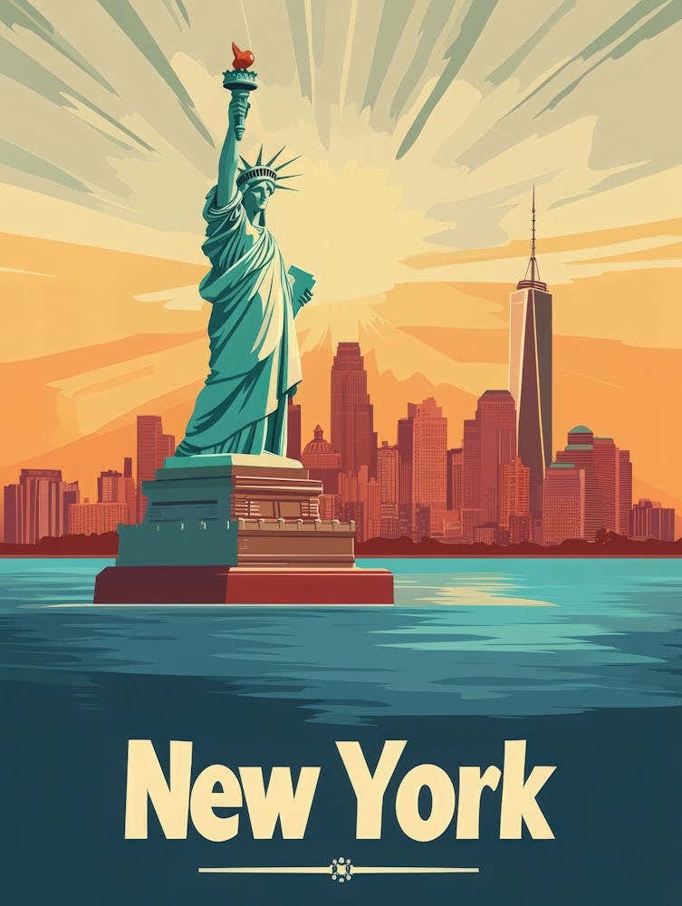 Aihrgdesign A Retro Travel Poster For New York Featuring The