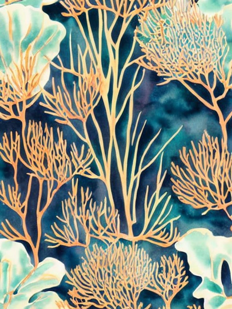 Acropora Aspera Vintage Graphic Watercolour