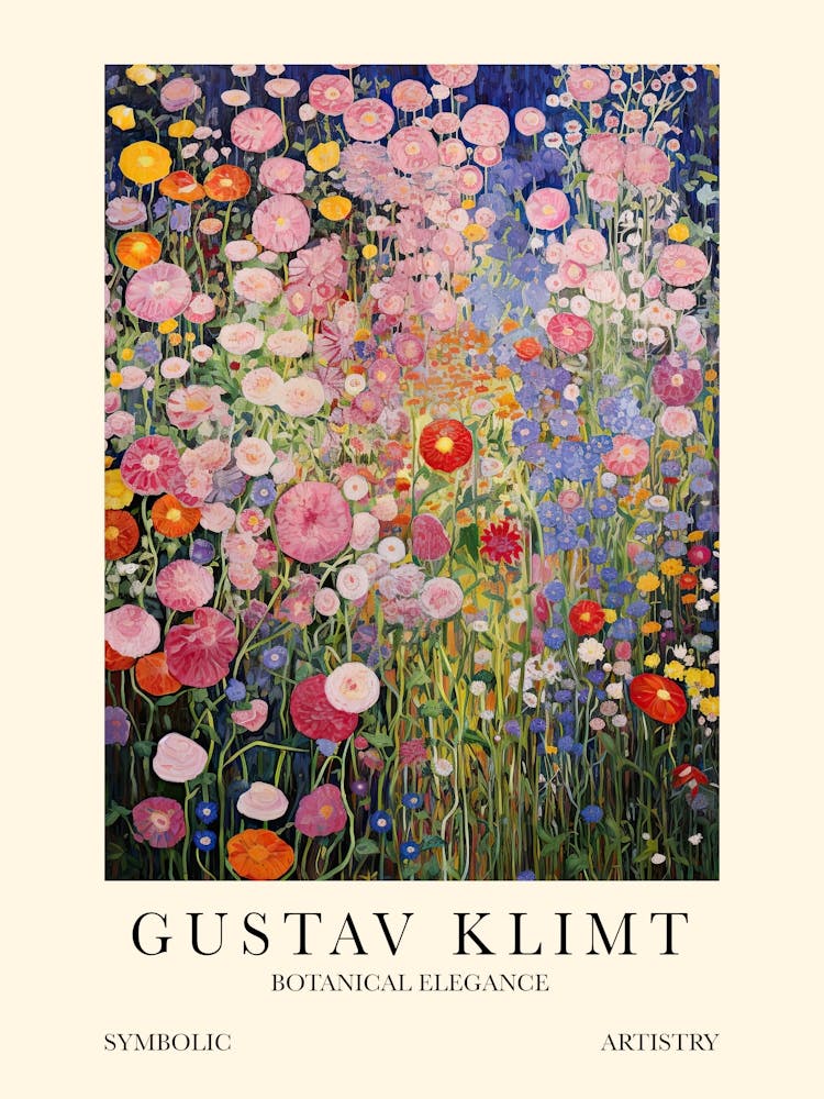 Gustav Klimt Flower Garden At Night