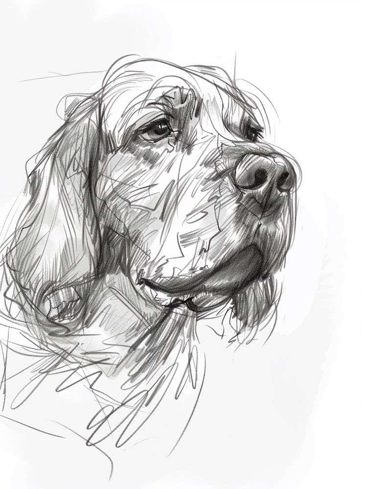 Clumber Spaniel Dog Charcoal Line 3