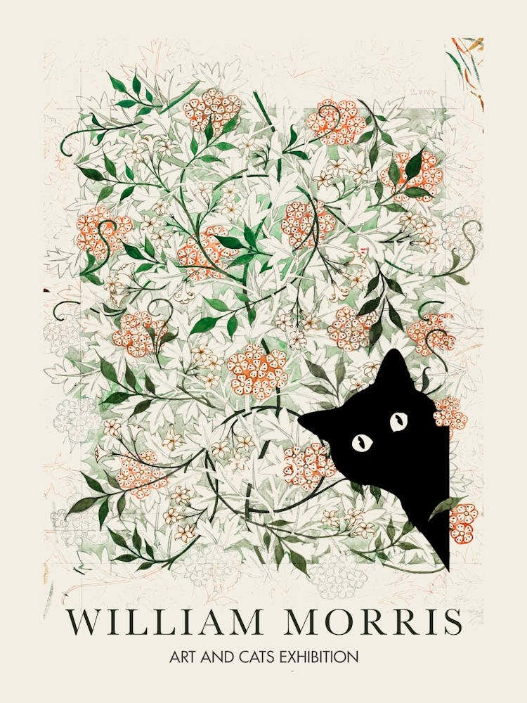 William Morris Peekaboo Cat Jasmine Flower Botanical