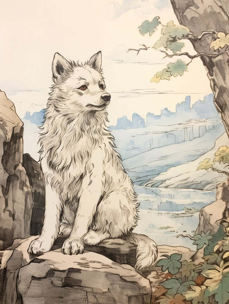 Storybook Animal Watercolour Arctic Wolf 1