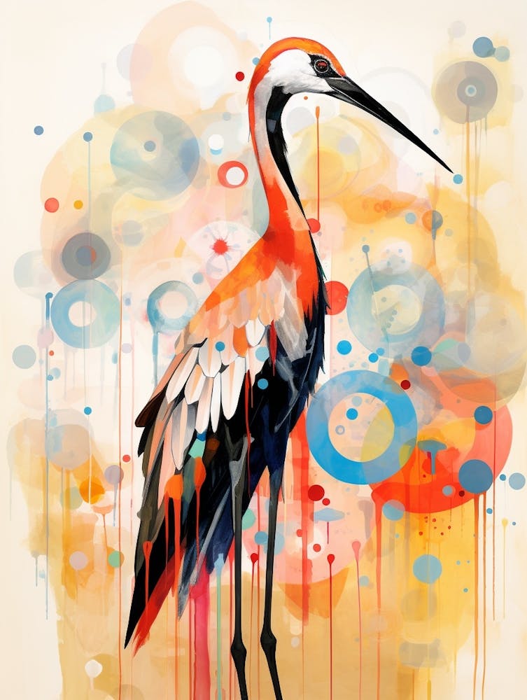 Bird Painting Collage Stork 1