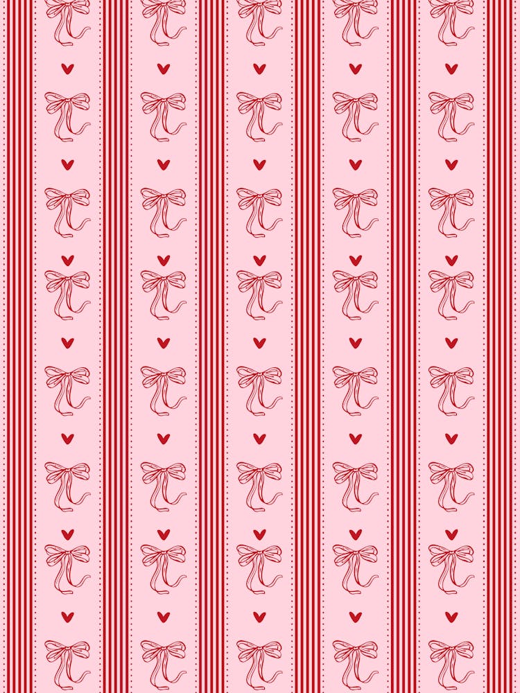 Striped Bow Wall Art | Girly Gallery Wall Art | Pink & Red