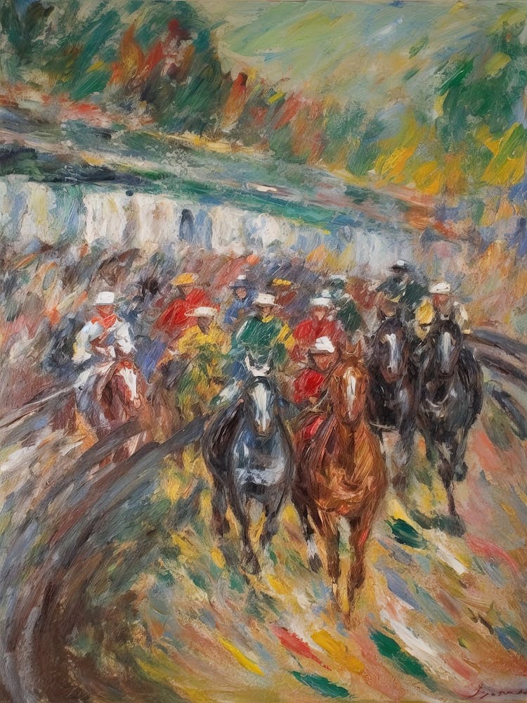 Horse Racing In The Style Of Monet 3