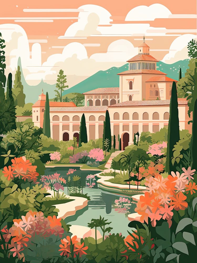 The Alhambra   Granada, Spain   Cute Botanical Illustration Travel 2