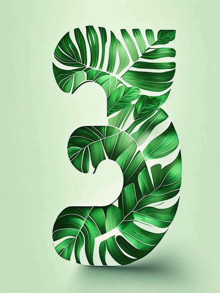 3, Number, Education Jungle Leaf I