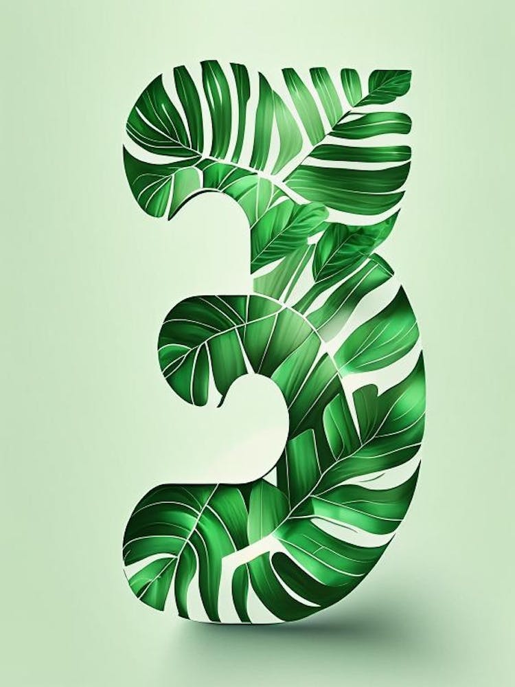 3, Number, Education Jungle Leaf I