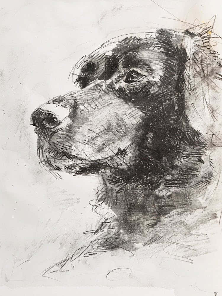 Curly Coated Retriever Dog Charcoal Line 1