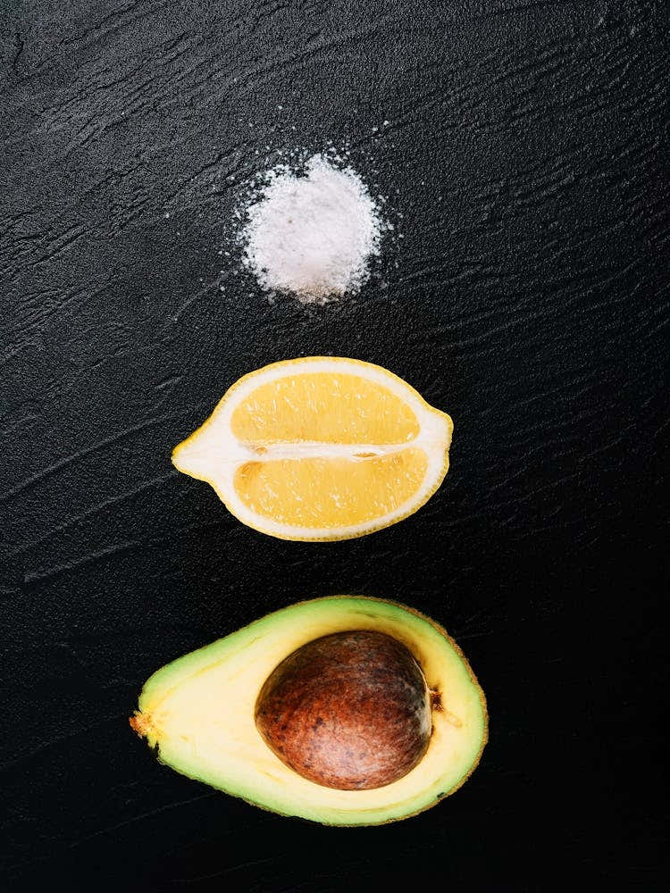 Avocado, lemon, salt — Food kitchen poster/blackboard, photo art