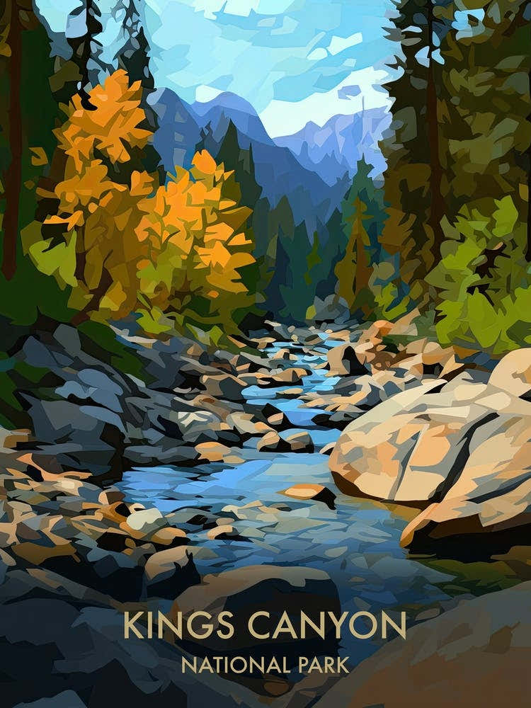 Kings Canyon National Park Travel Poster Matisse Style 2