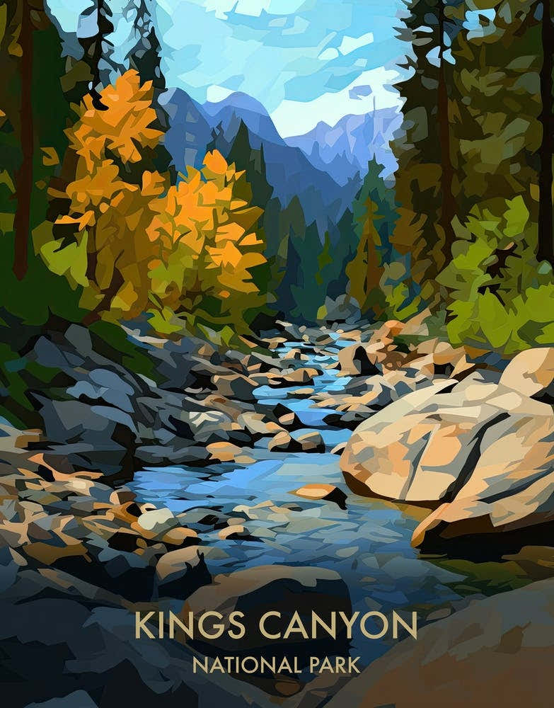 Kings Canyon National Park Travel Poster Matisse Style 2