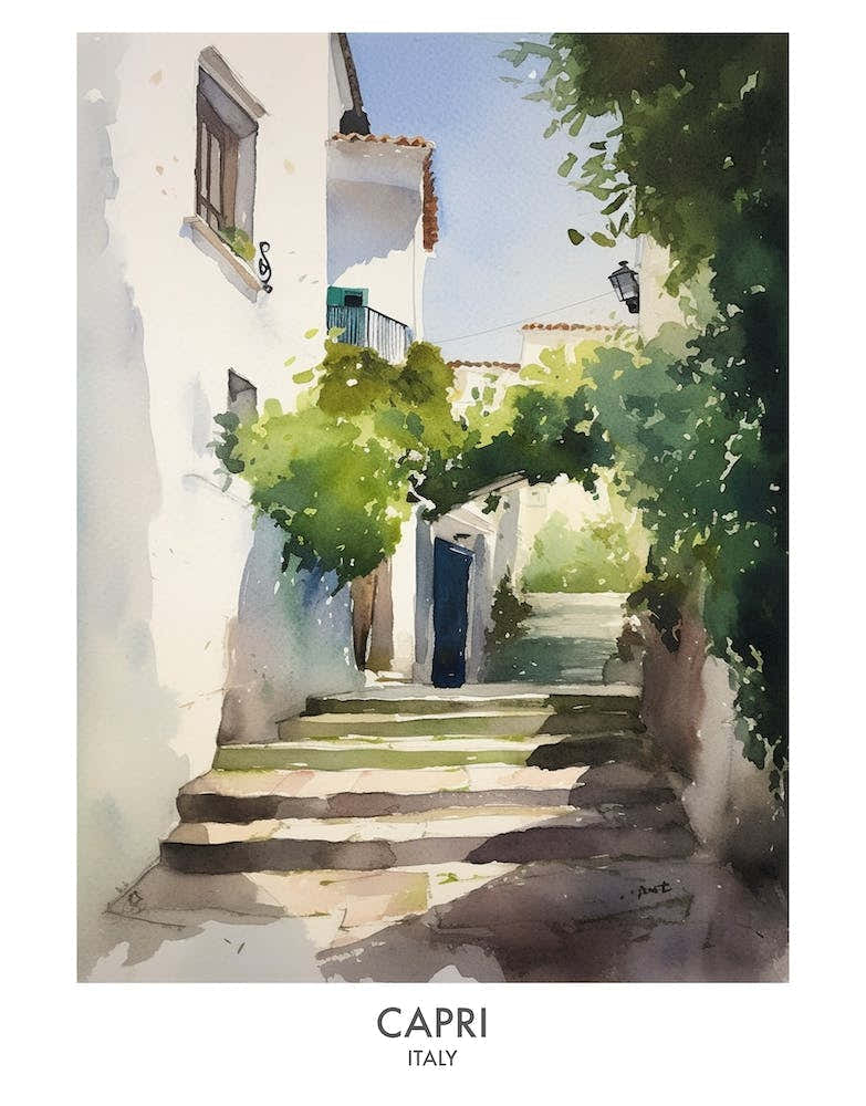 Capri Watercolour Travel Poster 3