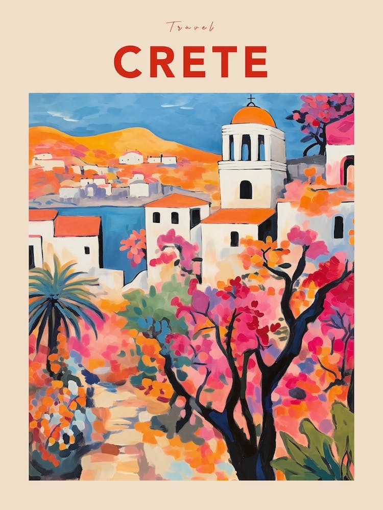 Crete Greece 3 Fauvist Travel Poster