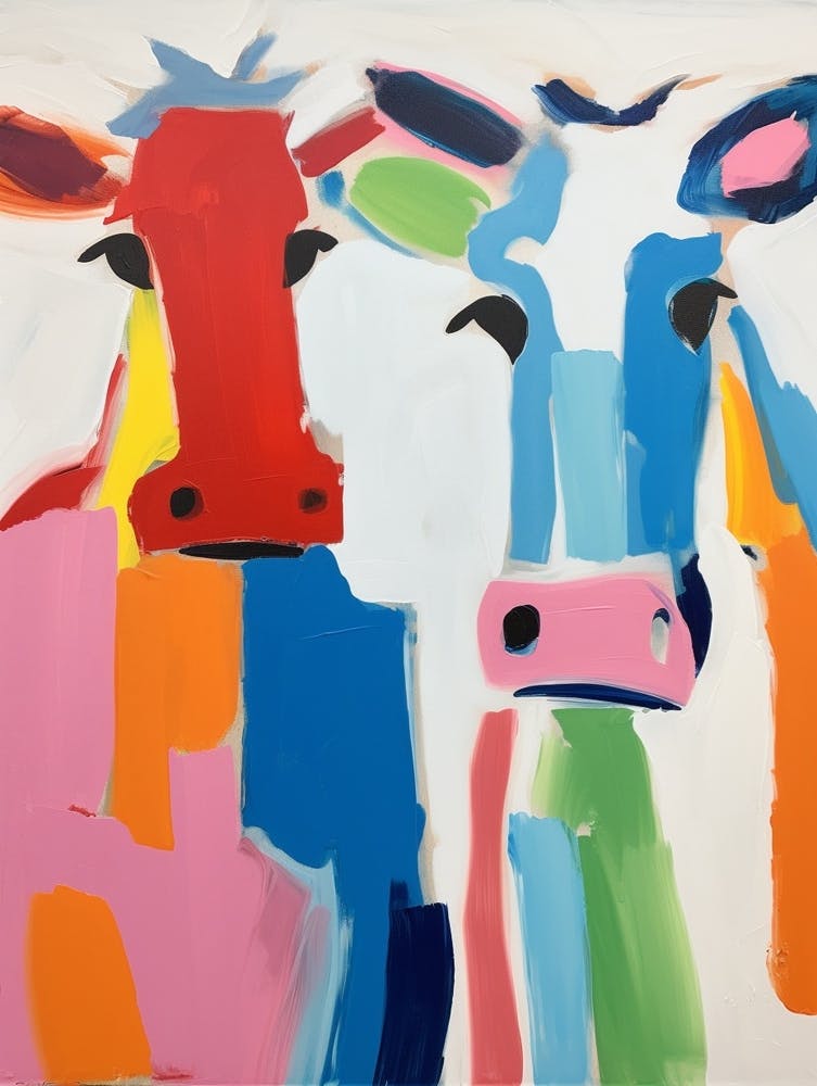 Colourful Kids Animal Art Cow 4