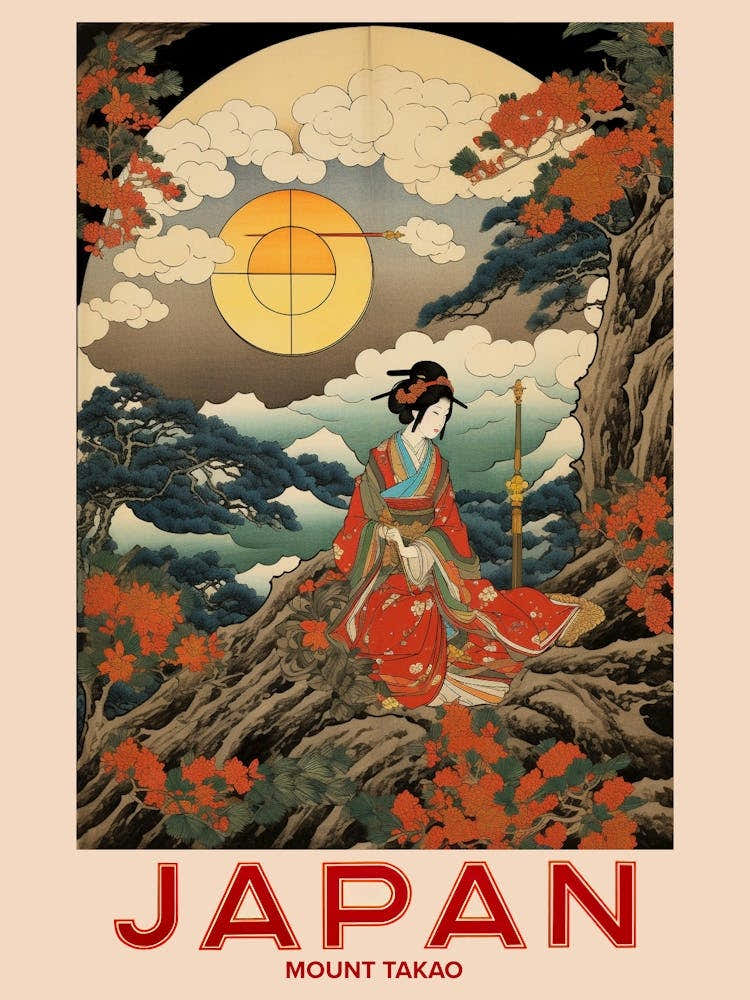 Mount Takao, Visit Japan Vintage Travel Art 2