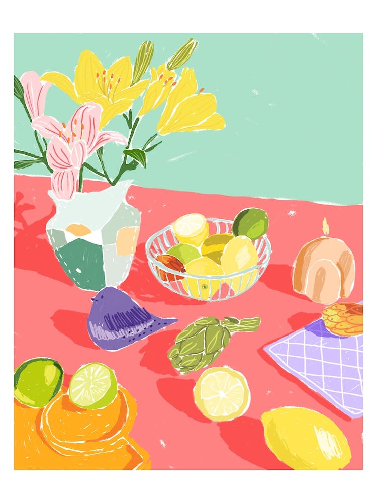 Lilies And Fruit