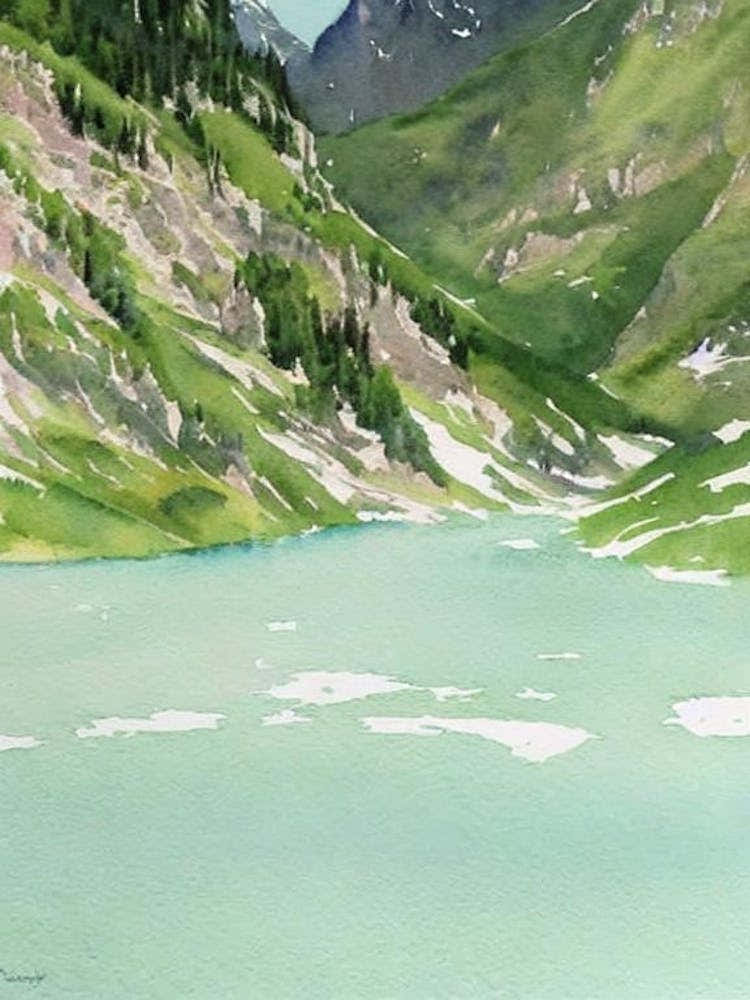 Écrins National Park France Water Colour Poster