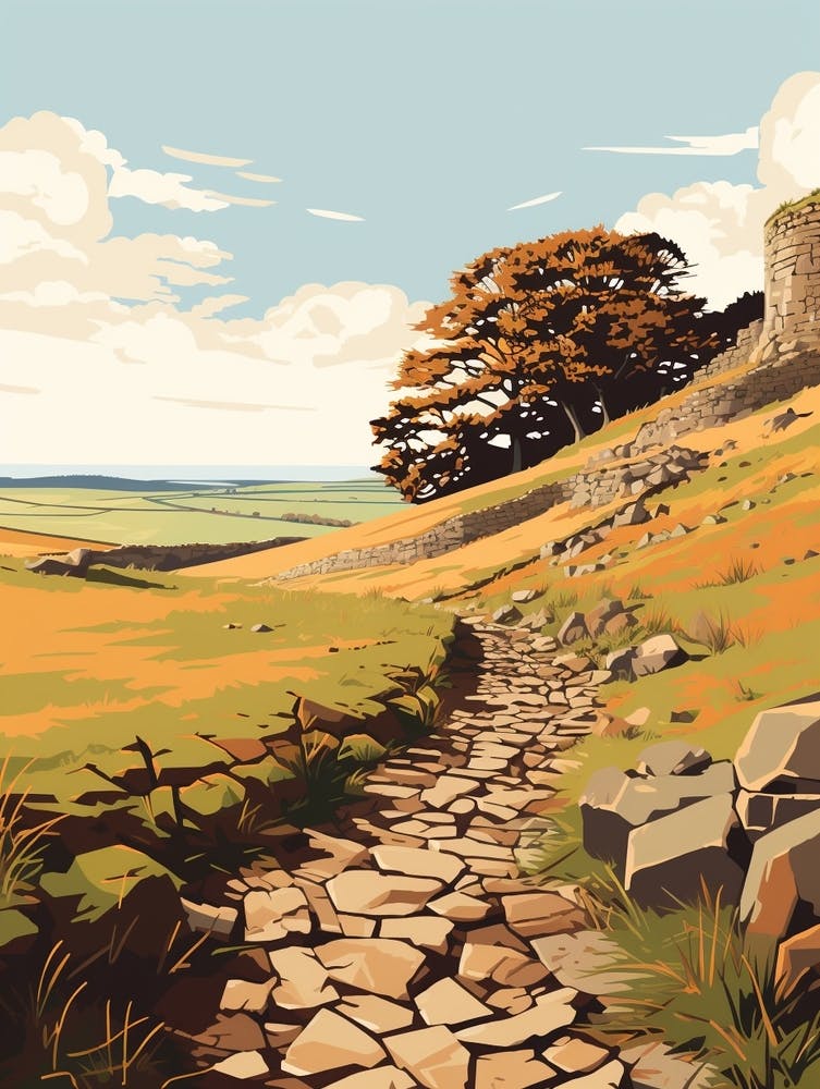 Hadrians Wall Path England 1 Hiking Trail Landscape